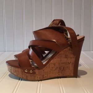 Guess Tan Leather Wedges sz 36